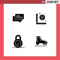 Pack of 4 creative Solid Glyphs of chat padlock shopping model alpine Editable Vector Design Elements