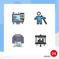 4 Creative Icons Modern Signs and Symbols of design printer web design people hardware Editable Vector Design Elements