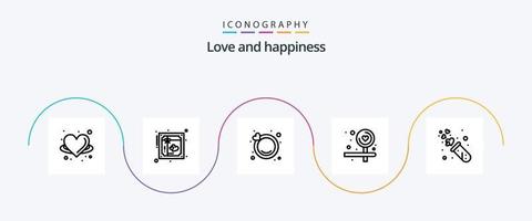 Love Line 5 Icon Pack Including lab. love. postcard. direction. wedding vector