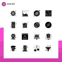 Set of 16 Modern UI Icons Symbols Signs for switch mirror address halloween mail Editable Vector Design Elements