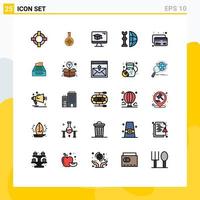 Universal Icon Symbols Group of 25 Modern Filled line Flat Colors of card piece computer international chess Editable Vector Design Elements