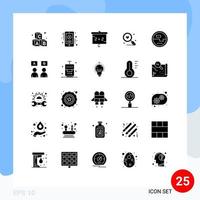 25 Thematic Vector Solid Glyphs and Editable Symbols of measuring electronics education construction and tools heart Editable Vector Design Elements