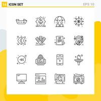 Outline Pack of 16 Universal Symbols of direction payments management money dividends Editable Vector Design Elements