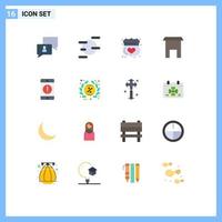 Set of 16 Vector Flat Colors on Grid for cellphone shop medical marketplace building Editable Pack of Creative Vector Design Elements