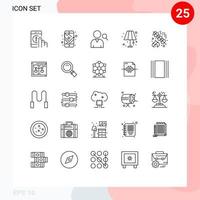 grupo de 25 líneas modernas establecidas para la iluminación de alimentos elementos de diseño de vectores editables del piso ligero de la ruta del hogar