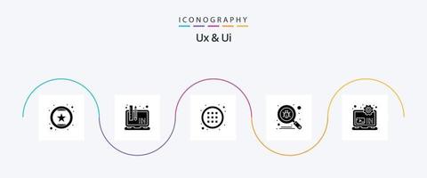 Ux And Ui Glyph 5 Icon Pack Including development. virus. laptop. search. bug vector