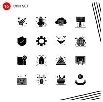 Modern Set of 16 Solid Glyphs Pictograph of programing development cloud design flow Editable Vector Design Elements