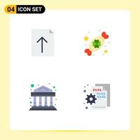 Pack of 4 Modern Flat Icons Signs and Symbols for Web Print Media such as document investment candy festival codding Editable Vector Design Elements