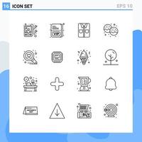 Universal Icon Symbols Group of 16 Modern Outlines of search find tshirt food donut Editable Vector Design Elements