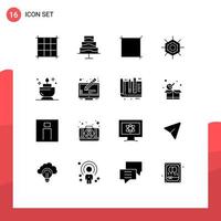 paquete de iconos vectoriales de stock de 16 signos y símbolos de línea para el arquitecto mostrar vacaciones copyright ent elementos de diseño vectorial editables vector