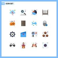16 User Interface Flat Color Pack of modern Signs and Symbols of shop coffee chart interior bedroom Editable Pack of Creative Vector Design Elements