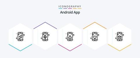 Android App 25 Line icon pack including app. dating. phone recorder. app. interface vector