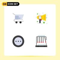 Group of 4 Flat Icons Signs and Symbols for cart layout audio sound order Editable Vector Design Elements