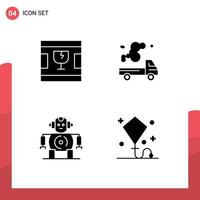 Pictogram Set of 4 Simple Solid Glyphs of broken cnc shapes emission technology Editable Vector Design Elements