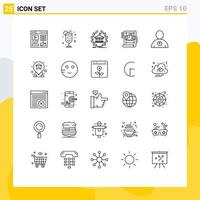 Set of 25 Modern UI Icons Symbols Signs for up blue print online plan architecture Editable Vector Design Elements