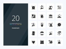 20 Investment Solid Glyph icon for presentation vector