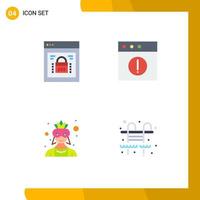Mobile Interface Flat Icon Set of 4 Pictograms of information security avatar web lock app costume Editable Vector Design Elements