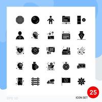 25 Universal Solid Glyph Signs Symbols of new row people delete storage Editable Vector Design Elements