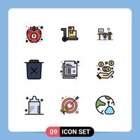 paquete de iconos de vector de stock de 9 signos y símbolos de línea para elementos de diseño de vector editables de sala de papelera de oficina de eliminación de basura