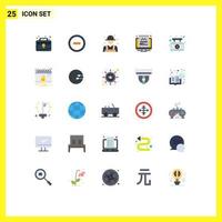 User Interface Pack of 25 Basic Flat Colors of medical board farmer screen traveling Editable Vector Design Elements