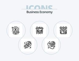 paquete de iconos de línea económica 5 diseño de iconos. dinero. banco. crecimiento. hora. economía vector