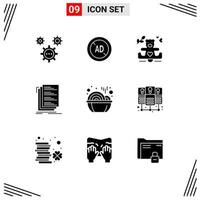 Pictogram Set of 9 Simple Solid Glyphs of list compile digital coding wedding Editable Vector Design Elements