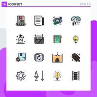 Set of 16 Modern UI Icons Symbols Signs for clean cleaning search party celebration Editable Creative Vector Design Elements