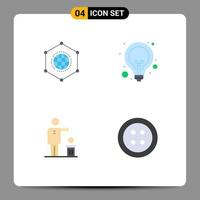 Flat Icon Pack of 4 Universal Symbols of network web connection idea idea Editable Vector Design Elements