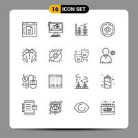 Pictogram Set of 16 Simple Outlines of view interface monitor eye startup Editable Vector Design Elements