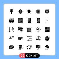 Pictogram Set of 25 Simple Solid Glyphs of american technology user tech weding Editable Vector Design Elements