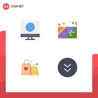 Group of 4 Modern Flat Icons Set for communication heart web present arrows Editable Vector Design Elements