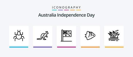 paquete de iconos de la línea 5 del día de la independencia de australia que incluye el país. Sídney. localización. puerto. puente. diseño de iconos creativos vector