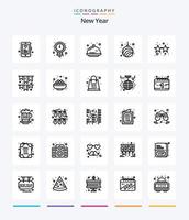 Creative New Year 25 OutLine icon pack  Such As new. garland. watch. ball. party vector