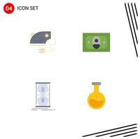 paquete de 4 iconos planos creativos de elementos de diseño vectorial editables de tiempo de dinero de máquina temprana eléctrica vector