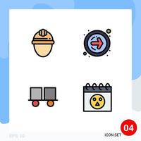 Set of 4 Modern UI Icons Symbols Signs for cap fork truck labor next forklift truck Editable Vector Design Elements