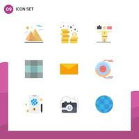 Editable Vector Line Pack of 9 Simple Flat Colors of user mail currency layout work Editable Vector Design Elements