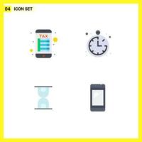 4 Thematic Vector Flat Icons and Editable Symbols of internet banking phone compass glass mobile Editable Vector Design Elements