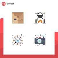 Pack of 4 Modern Flat Icons Signs and Symbols for Web Print Media such as commerce social autumn food camera Editable Vector Design Elements