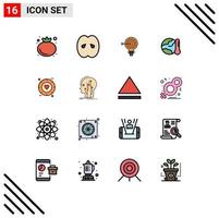 Stock Vector Icon Pack of 16 Line Signs and Symbols for hot environment target earth bulb Editable Creative Vector Design Elements