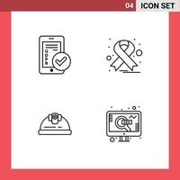 4 Thematic Vector Filledline Flat Colors and Editable Symbols of gdpr engineer security oncology construction Editable Vector Design Elements