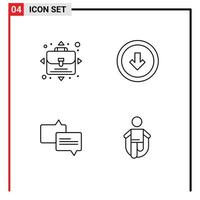 Mobile Interface Line Set of 4 Pictograms of growth mail arrow user interface activity Editable Vector Design Elements