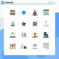 16 Thematic Vector Flat Colors and Editable Symbols of website page global internet private Editable Pack of Creative Vector Design Elements