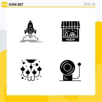 Universal Icon Symbols Group of 4 Modern Solid Glyphs of launch bulb startup barn lamp Editable Vector Design Elements