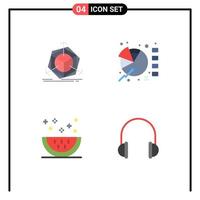 Group of 4 Flat Icons Signs and Symbols for change drinks object pie meal Editable Vector Design Elements