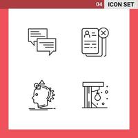 Line Pack of 4 Universal Symbols of sms resume bubble career imaginative Editable Vector Design Elements