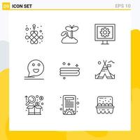 Set of 9 Commercial Outlines pack for clean happy control comment bubble Editable Vector Design Elements