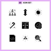 paquete de iconos vectoriales de stock de 9 signos y símbolos de línea para el desarrollo del espacio de codificación elementos de diseño vectorial editables del bastón de caramelo del bebé vector