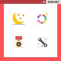 User Interface Pack of 4 Basic Flat Icons of moon win beads award customer Editable Vector Design Elements