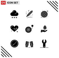 Modern Set of 9 Solid Glyphs and symbols such as hand pump irish pressure beat Editable Vector Design Elements