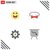 Stock Vector Icon Pack of 4 Line Signs and Symbols for emojis gear bow wear services Editable Vector Design Elements